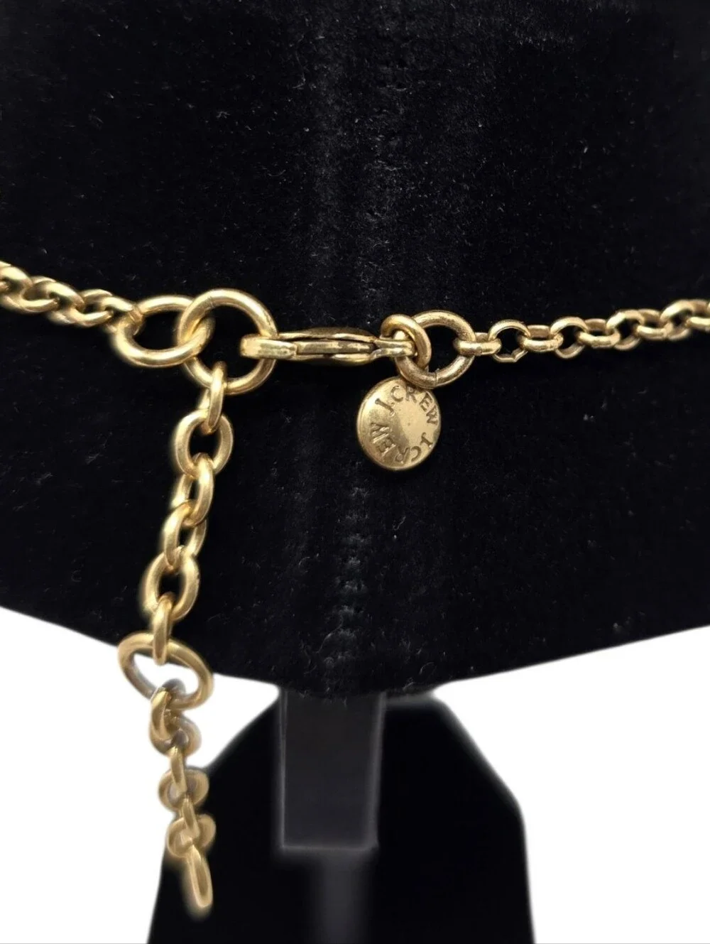 J Crew Smoky Gray Crystal Statement Bib Necklace Gold Tone Chain
